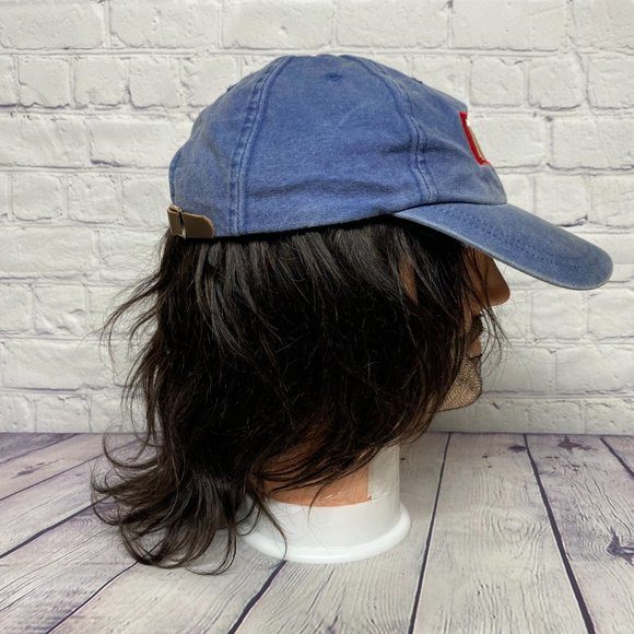 Vintage Hat Cap Strap Back Blue Auto Trader Embroidered Logo Adjustable 90s - Picture 4 of 9